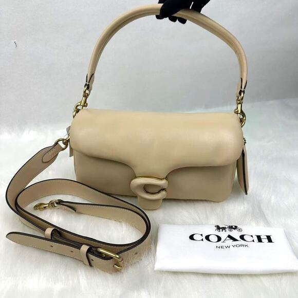 Coach Pillow Tabby Shoulder Bag 26 Crossbody Leather In Gold Ivory NWT C0772 - Picture 3 of 11